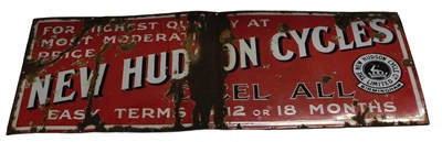 Lot 2006 - A NEW HUDSON CYCLES enamel advertising sign,...