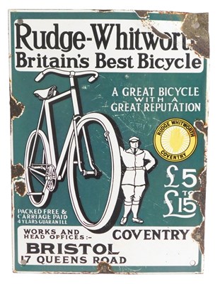 Lot 2016 - A Rudge-Whitworth enamel advertising sign,...
