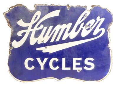 Lot 2017 - A Humber CYCLES enamel advertising sign, of...