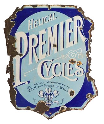 Lot 2019 - A HELICAL PREMIER CYCLES enamel advertising...