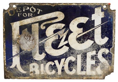 Lot 2028 - A FLEET BICYCLES enamel advertising sign,...