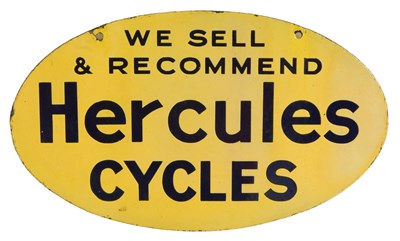 Lot 2029 - A Hercules CYCLES enamel advertising sign, WE...