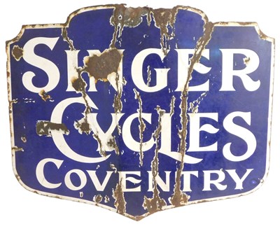 Lot 2032 - A SINGER CYCLES COVENTRY enamel shield...