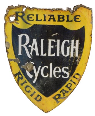 Lot 2039 - A RALEIGH CYCLES shield enamel advertising...