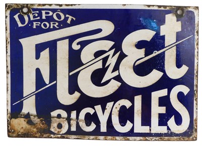 Lot 2042 - A Fleet BICYCLES enamel advertising sign,...