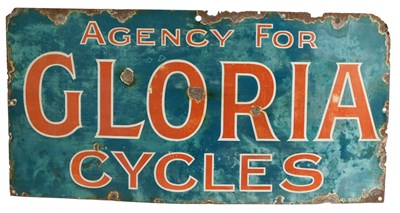 Lot 2044 - A GLORIA CYCLES enamel advertising sign,...