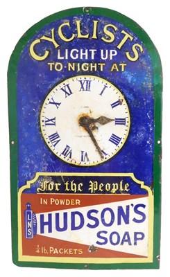 Lot 2047 - A HUDSON'S SOAP enamel advertising clock sign,...