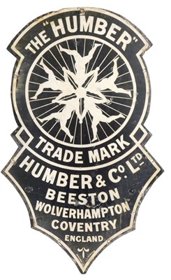 Lot 2048 - THE 'HUMBER' enamel advertising sign, shaped...
