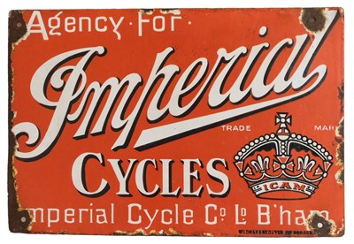 Lot 2049 - An Imperial CYCLES enamel advertising sign,...