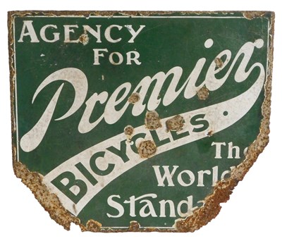 Lot 2051 - A Premier BICYCLES enamel advertising sign,...
