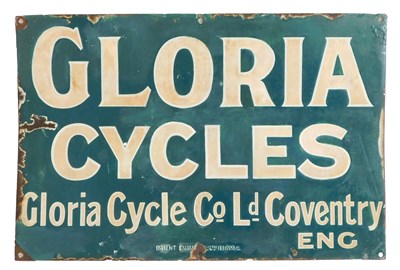 Lot 2057 - A GLORIA CYCLES enamel advertising sign,...