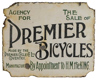 Lot 2062 - A PREMIER BICYCLES enamel advertising sign,...