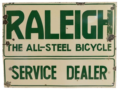 Lot 2063 - A RALEIGH enamel advertising sign, THE...
