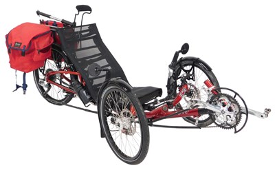 Lot 2074 - An ICE Sprint 1 recumbent tricycle, on a red...