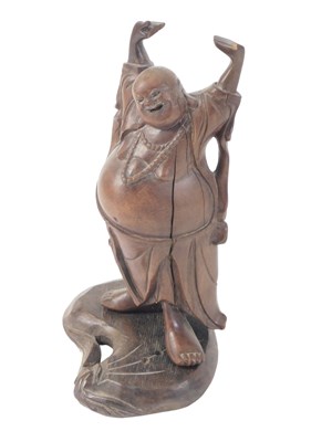 Lot 80A - A late 19thC Chinese hardwood figure of Hotei,...