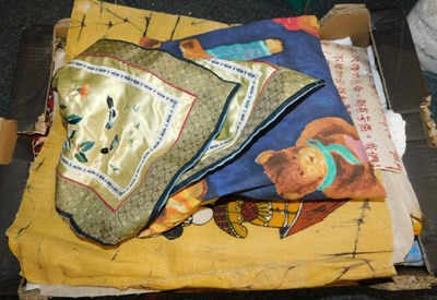 Lot 2143A - Textiles, including silks, embroidery, lace,...