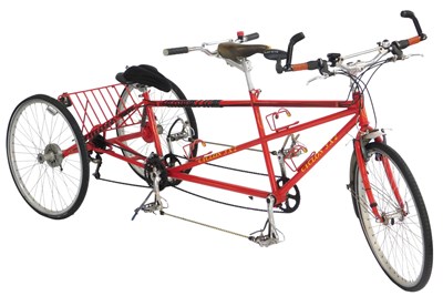 Lot 2075A - A Cyclon 3x2 tandem trike, with a red painted...