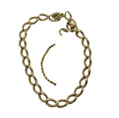 Lot 56 - A group of scrap yellow metal, the figaro link...