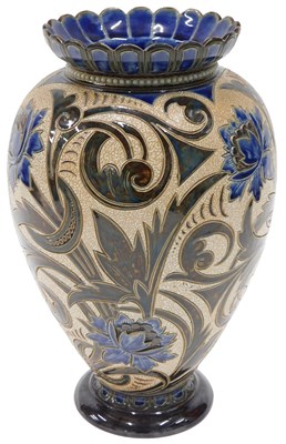 Lot 39 - A Doulton Lambeth stoneware baluster-shaped...